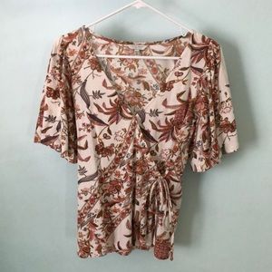 Lucky Brand Patterned Wrap-style Top